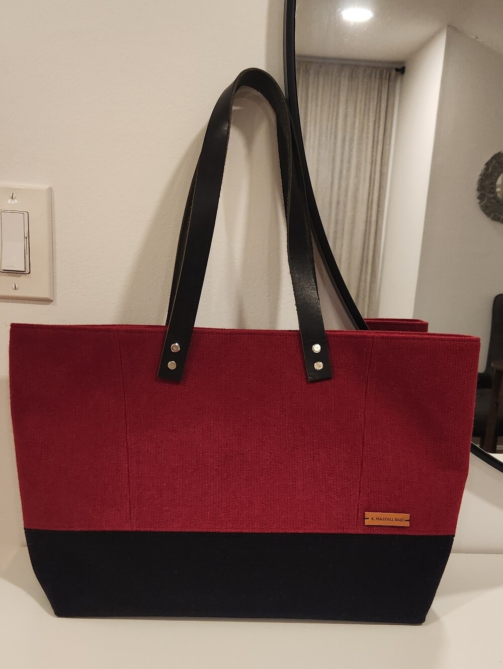 Wool Tote Hand Made Hand Dyed Leather Straps - Picture 1 of 8